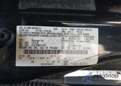 2012 Ford Focus Sel из США, поврежденный, VIN 1FAHP3M21CL421763